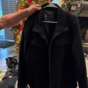 Buffalo David Bitton Men's Classic Black Military Jacket